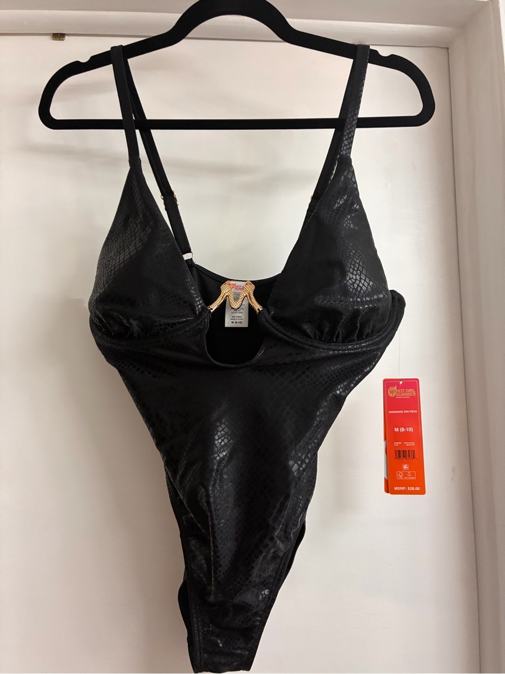 Black Women's Lace-Texture Bodysuit Swim/Intimate
